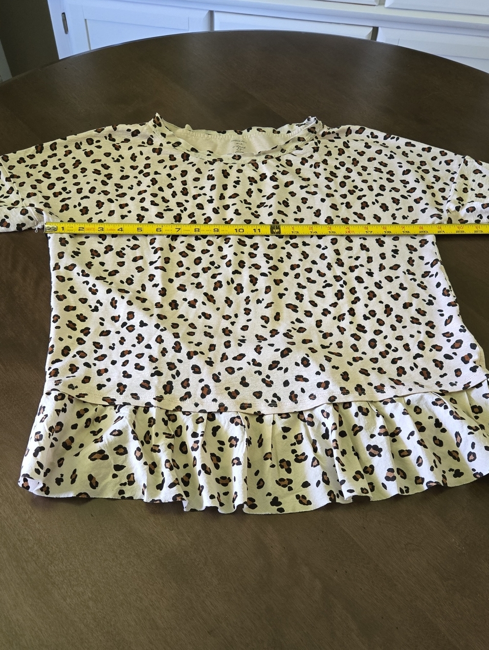 Marc Cain Leopard Print Ruffle Tshirt Size 8-10 - Picture 7 of 10